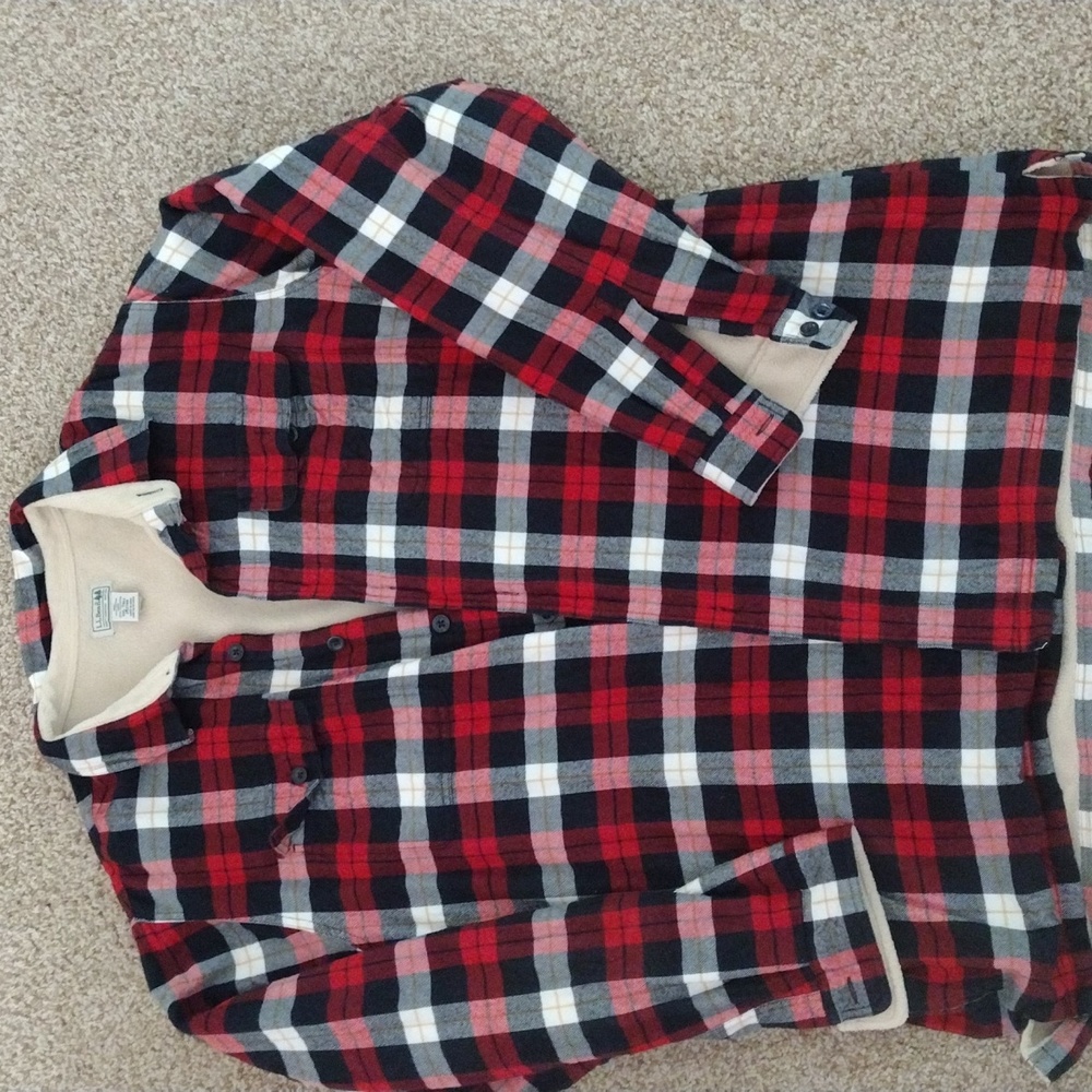 LL Bean fleece lined plaid jacket